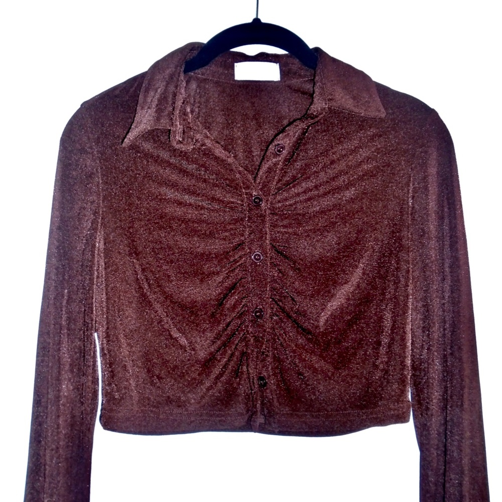 Isalis Brown Cropped Button Down